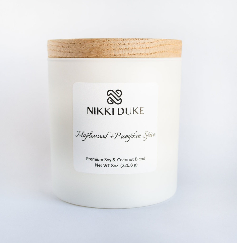 Nikki Duke Maplewood + Pumpkin Spice 8 oz Premium Soy + Coconut Candle