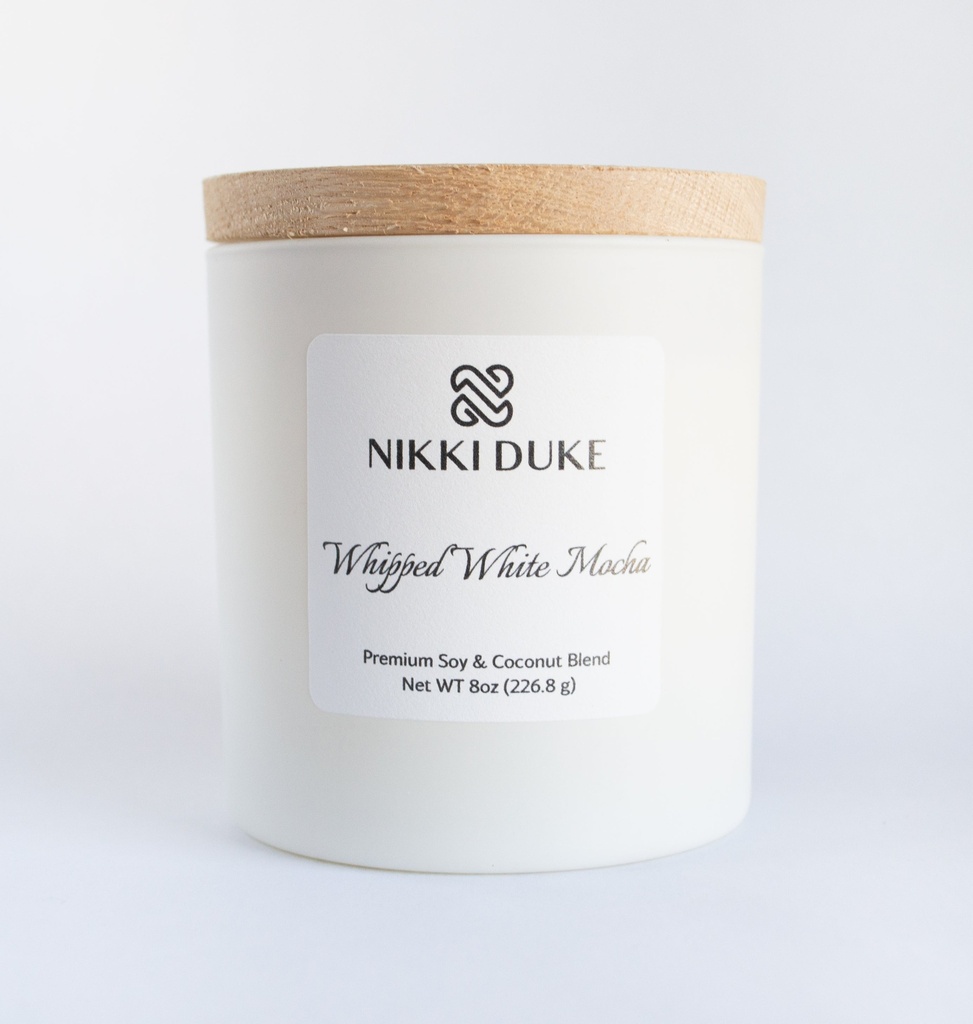 Nikki Duke Whipped White Mocha 8 oz Premium Soy + Coconut Candle